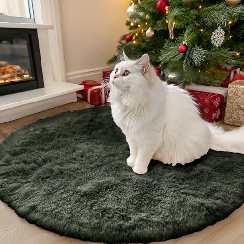 Olive Green Round Rugs for Bedroom (3 Ft Round / Olive Green)