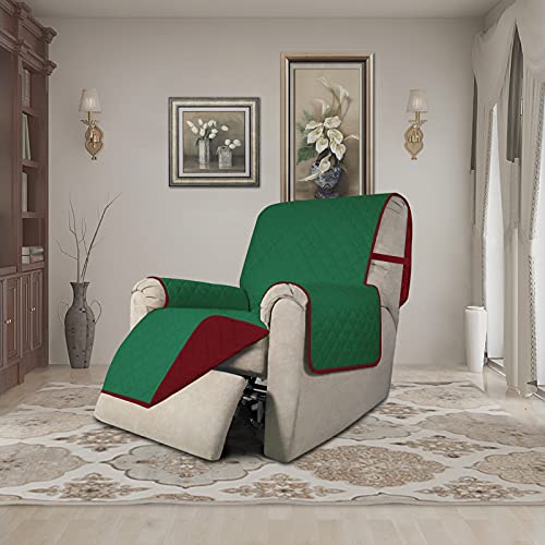 Reversible Couch Cover (Green/Christmas Red / Small Recliner)