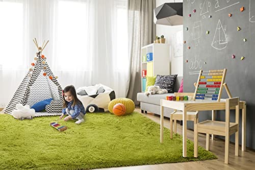 Super Soft Shaggy Rugs Fluffy Carpets (4 ft x 5.9 ft / Green)