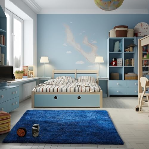 Blue Rug Boys 3x5 Rugs for Bedroom Royal Dark Blue Carpet Nursery Aesthetic (6- Blue / 3' x 5' (Rectangular))