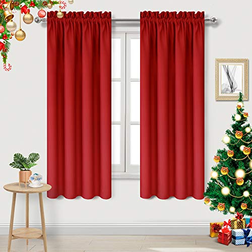 Blackout Curtains for Bedroom Living Room 38 x 72 Inch Long Red (Red / 38"W x 72"L (Pack of 2))