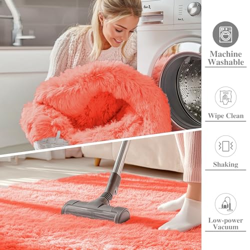 2x5 Machine Washable Runner Rugs for Hallway (2x5 Ft / Coral Red)