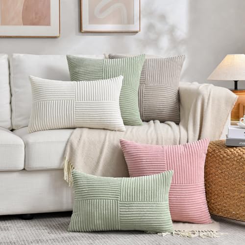 2 Packs Blush Pink Decorative Throw Pillow Covers 18x18 Inch for Living Room Couch Bed (Blush Pink / 18" x 18" (Pack of 2))