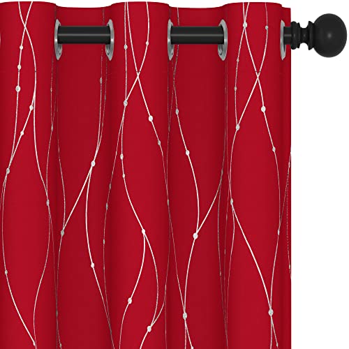 Living Room Curtains 54 Inches Long (Red/Wave Dots / 38"W x 54"L (Pack of 2))