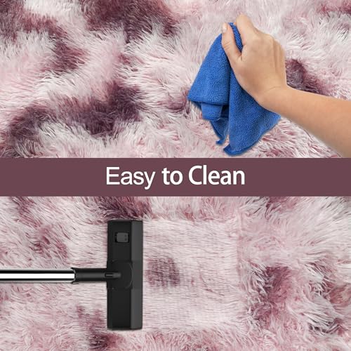 Tie Dyed Blush 2x6 Machine Washable Runner Rugs for Hallway Soft Fluffy Shaggy Bedside Rugs for Bedroom Living Room Indoor Floor Carpet for Kids Girls and Boys Nursery Rooms Home Decor Aesthetic (Tie-dyed Blush / 2' x 6' (Runner))
