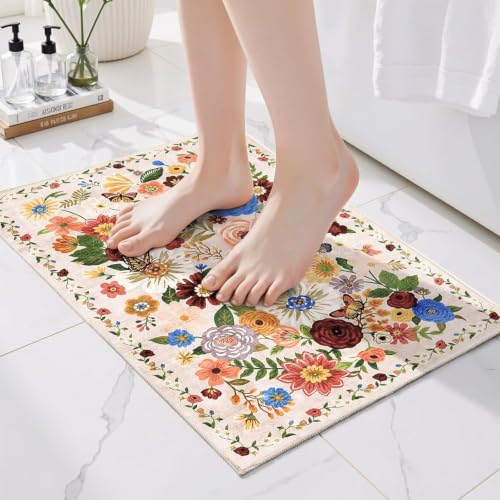 Bath Mat 17x24 Non Slip (Blush Beige / 1'4" x 2' (Rectangular))