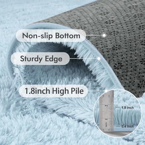 5x7 Ft Shag Area Rug for Bedroom (Db Light Blue / 5' X 7' (Rectangular))