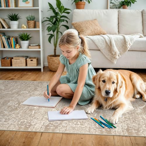 2x6 Washable Runner Rug (Natural Beige / 2' x 6' (Runner))