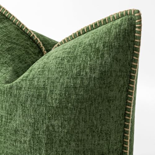 Decorative Couch Throw Pillow Covers 18x18 Inch Forest Green 2 Pack (Forest Green / 18" x 18" (Pack of 2))