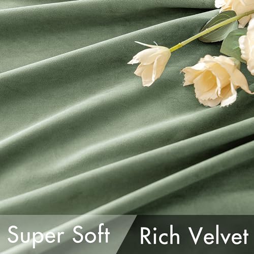 Sage Green Velvet Curtains 52x108 inches Luxury Blackout Curtains (Sage Green / 52"W x 108"L (Pack of 2))