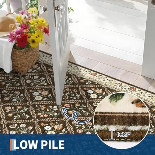Washable Kitchen Runner 2x6 Non (Brown/Natural / 2.5' x 10' (Runner))