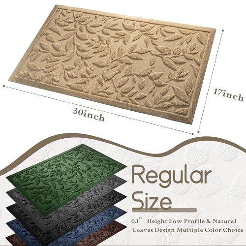 Beige Leaves Outdoor Indoor Entrance Doormats (Leaves-beige / 1'5" x 2'6" (Rectangular))