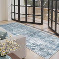 Abstract Runner Rug 3x6 Hallway Kitchen Rugs Non (Blue/Grey / 3' x 6' (Runner))