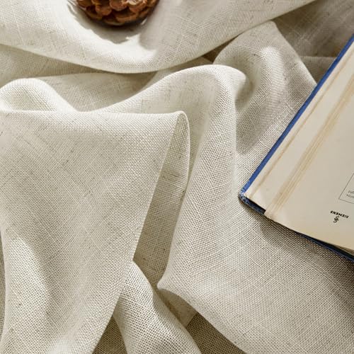 Linen Curtains 96 Inch Length 2 Panel Sets (Beige / 100"W x 96"L (Pack of 2))