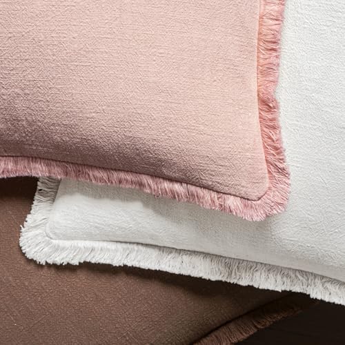 Boho Linen Fringe Decorative Throw Pillow Covers White 20x20 (20" x 20" (Pack of 2) / White)
