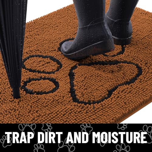 Dog Door Mat for Muddy Paws (36"X24" / Ochre and Black)