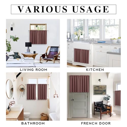 Blackout Curtains for Bedroom Living Room Nursery 63 inches Long (Chocolate Brown / 42"W x 63"L (Pack of 2))