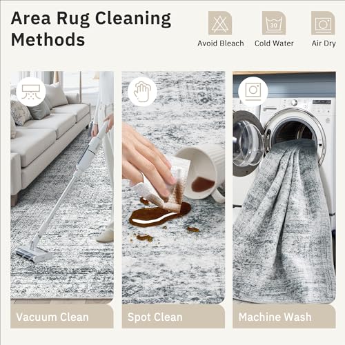 9x12 Area Rugs for Living Room Washable Rug Non (Grey / 9' x 12' (Rectangular))
