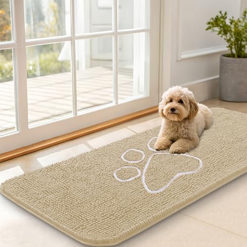 Dog Door Mat for Muddy Paws 47x20 (Beige / 47" X 20")