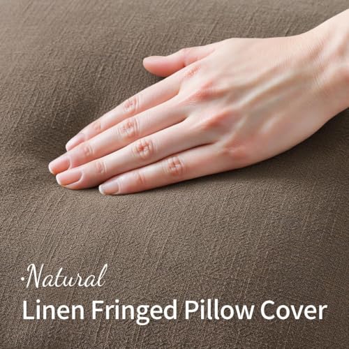 Linen Decorative Fall Lumbar Throw Pillow Covers Cocoa Brown 12x20 (20" x 12" (Pack of 2) / Cocoa Brown)