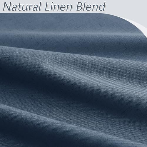 100% Blackout Curtains 84 Inch Length 2 Panels Set for Living Room Bedroom Back Tab Thermal Insulated Black Out Linen Drapes Room Darkening Window Curtains 84 Inches Long (Denim Blue / 52"W x 84"L (Pack of 2))