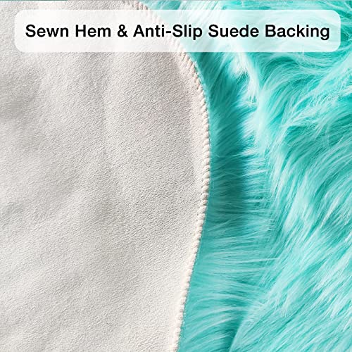Turquoise Blue Sheepskin Rug 2x3 ft (Turquoise Blue / 2' x 3' (Oval))