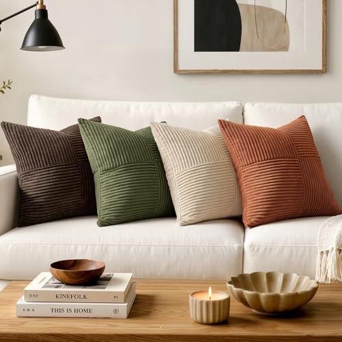 Olive Green Decorative Throw Pillow Covers for Couch 20x20 Inch (20" x 20" (Pack of 2) / Olive Green)