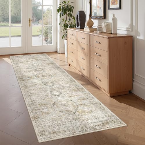 Washable Runner Rugs for Bedroom (Grey/Yellow / 2' x 6' (Runner))