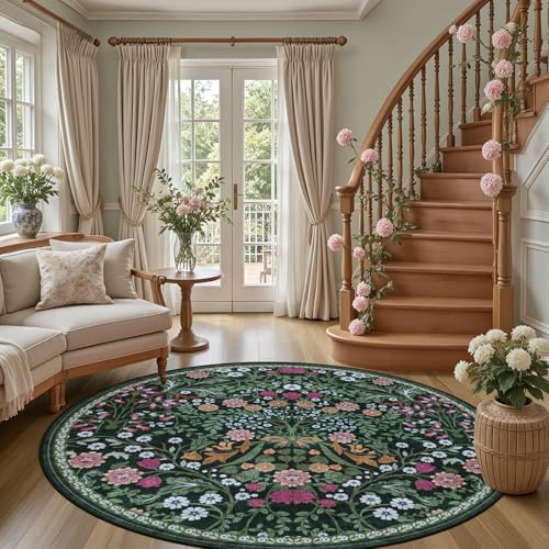 Round Area Rug Living Room (Dark Green / 6' (Round))