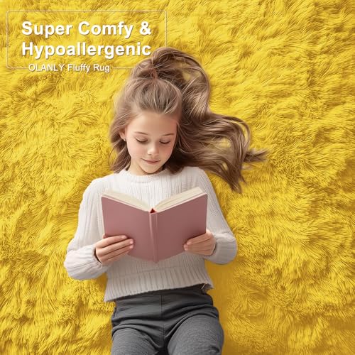 2x6 Machine Washable Runner Rugs for Hallway (2x6 Ft / Yellow)