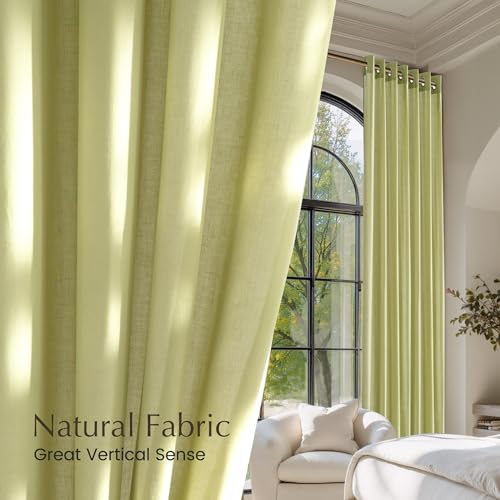 Fresh Green Linen Curtains for Kitchen (Fresh Green / 55"W x 84"L (Pack of 2))