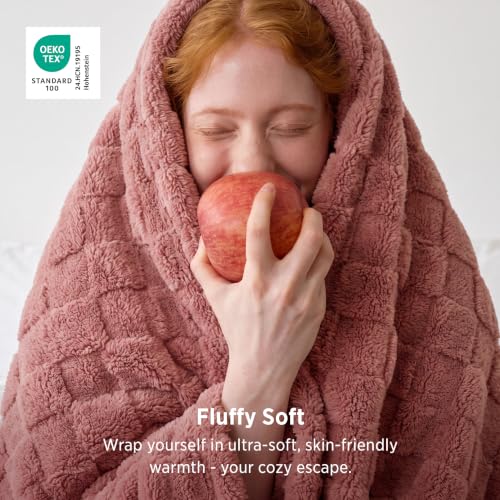 Checkered Soft Cozy Twin Blanket for Bed (Dusty Pink / Twin (60" X 80"))