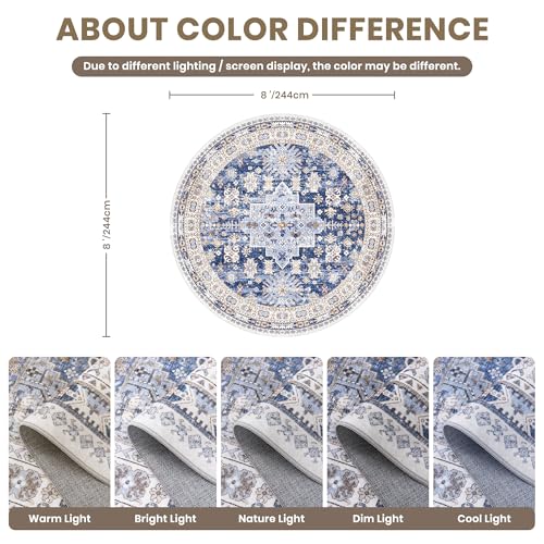 Round Rug 8ft (Blue/Beige / 8' (Round))