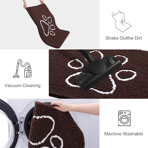 Dog Door Mat for Muddy Paws (47"X24" / Brown and White)
