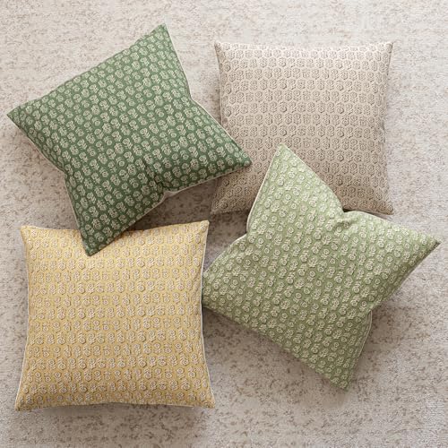 Decorative Floral Print Throw Pillow Covers 18×18 Lime Green (18" x 18" (Pack of 2) / Lime Green)