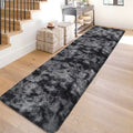 Tie Dyed Runner Rug for Bedroom Black Grey 2x10ft Fluffy Area Rug Bedside Runner Rug for Kids Room Boys Teens Nursery Baby Living Room Dorm Home Decor Carpets (Tie-dyed Black Grey / 2' x 10' (Runner))