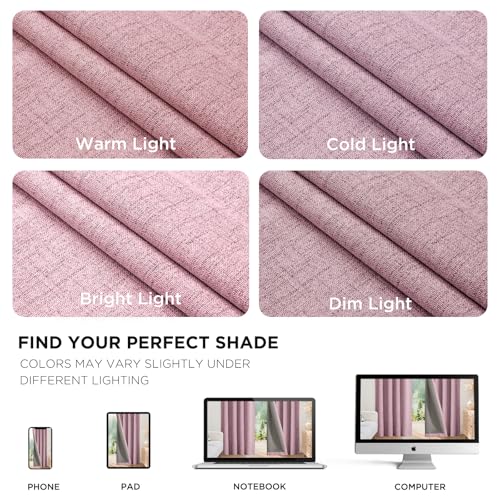 Linen Blackout Curtains for Bedroom (Pink / 100"W x 108"L (Pack of 1))