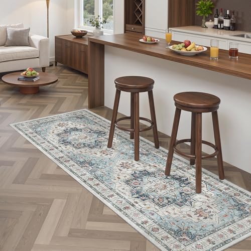 Washable Runner Rug 2x6 Runners for Hallways Non Slip (Blue / 2' x 6' (Runner))