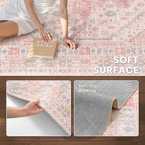 Pink Rugs for Bedroom (Pink/Blue / 6' x 9' (Rectangular))