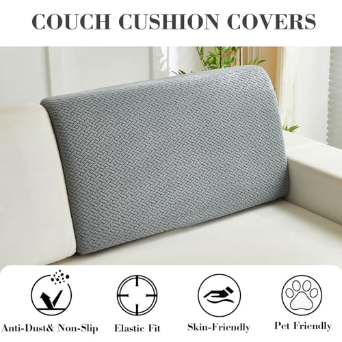 Couch Cushion Covers Sofa Covers Couch Covers for Sofa Pet Friendly Universal Sofa Covers Washable Stretch Slipcovers for Sectional Sofa (Texture Gray / Back Cover M)
