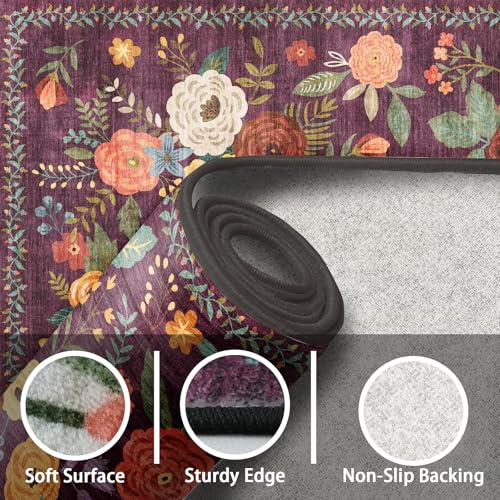 Purple Hallway Runner Rug 2x6 for Kitchen Bathroom (Purple / 2' x 6' (Rectangular))