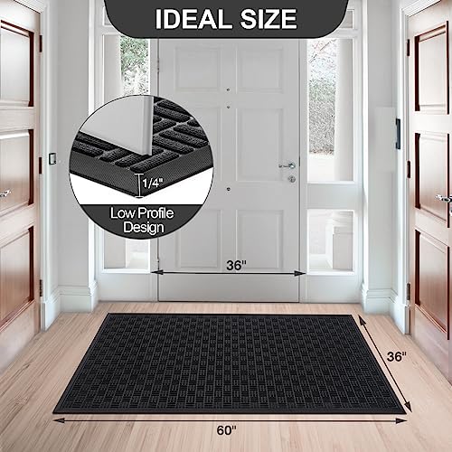 Front Door Mat Outdoor Entrance (Onyx Black / 3' x 5'2" (Rectangular))