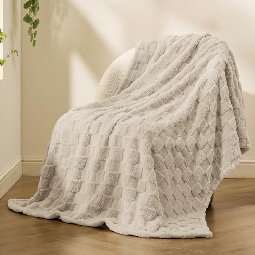 Checkered Soft Cozy Twin Blanket for Bed (Oatmeal / Twin (60" X 80"))