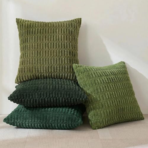 4 Packs Decorative Throw Pillow Covers for Living Room Couch Bed (22" x 22" (Pack of 4) / Green Series)