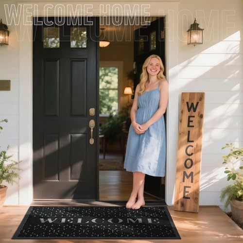 Welcome Mat Outdoor Indoor (60x36 Inch / Black)