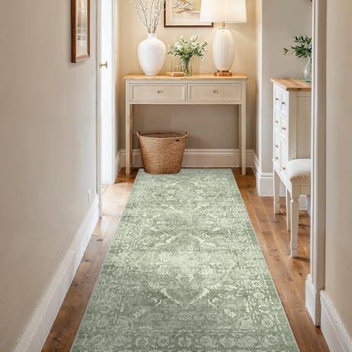 3x6 Washable Runner Rug (Muted Sage Green / 3x6)