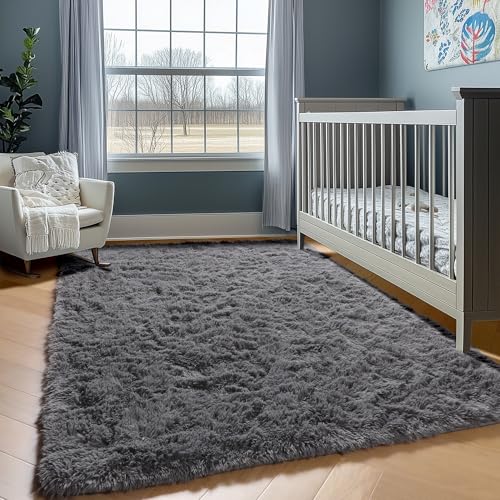 Grey Rugs for Kids Bedroom Dorm (Grey / 3' x 5' (Rectangular))