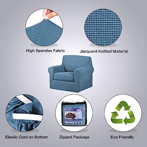 High Stretch Chair Cover Chair Slipcover 2 Piece Couch Shield Furniture Cover (Small / Dusty Blue)