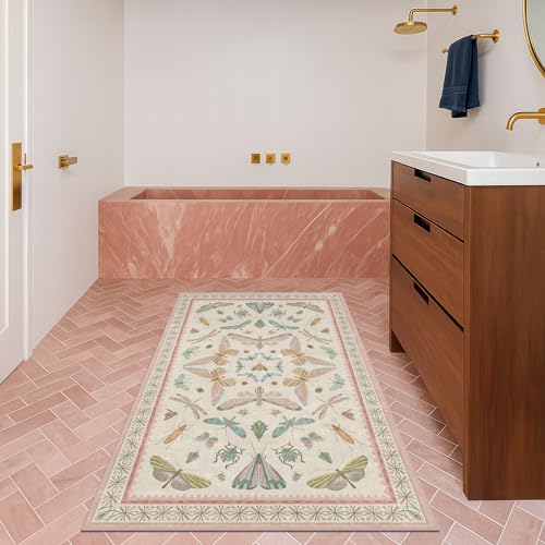 3x5 Flower Area Rug for Girls Bedroom (3' x 5' (Rectangular) / Beige Pink)