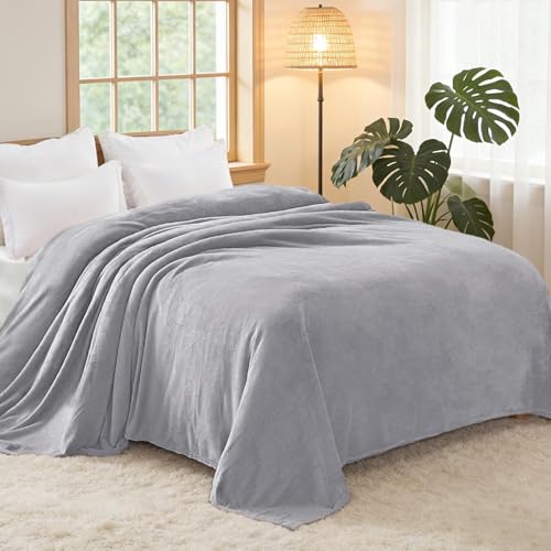 Soft Fleece Blanket Cal King Size for Bed (Light Grey / California King (120" x 120"))